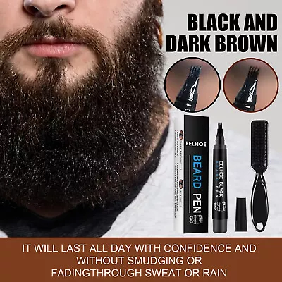 2 Packs Beard Filling Pen Kit Salon Hair Engraving Styling Eyebrow Brush Black • $9.98