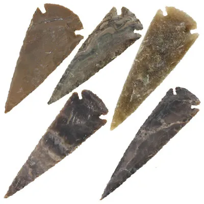 Set Of 5 Flint Agate 3 Inch Arrowheads | Pre-Historic Era Medieval Mosaic Themed • $14.99