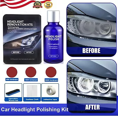 Pro Car Headlight Lens Restoration Repair Kit Polish Cleaner Cleaning Tool USA • $8.99