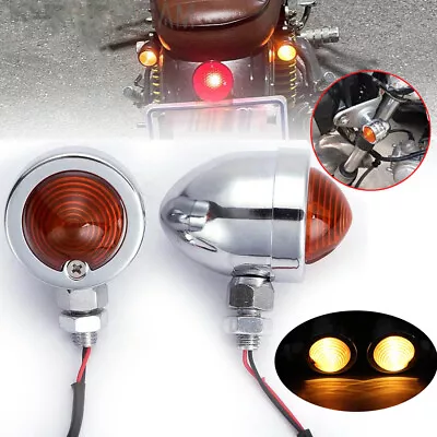 Chrome Motorcycle Turn Signals Bullet Lights Blinker Indicator For Harley Honda • $19.99