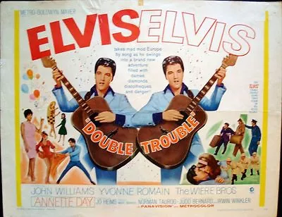 DOUBLE TROUBLE Half Sheet Movie Poster 22x28 ELVIS PRESLEY 1967 • $125