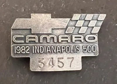 1982 Indy 500 Silver  Pit Badge. #5457.  Johncock Was The Winner.  Camero. • $40
