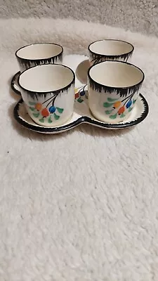 Hancock's Ivory Ware Art Deco Hand Painted Ceramic Egg Cup Set With Tray 1930s • £23.99