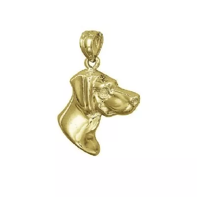 Sterling Silver Yellow Gold Plated Necklace W/ Dachshund Dog Head Pendant Charm • $17.99