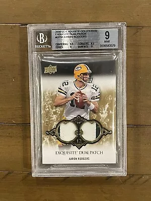 2008 UD Exquisite Football Aaron Rodgers Dual Patch /50 BGS 9 Packers Jets • $399.99