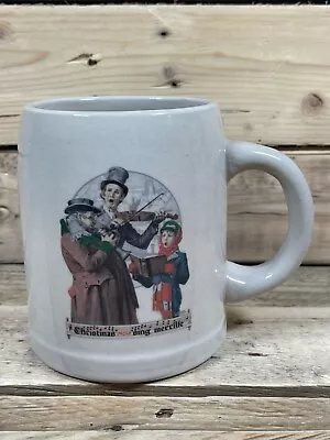 Saturday Evening Post Christmas Carol Mug 1984 Norman Rockwell Merry 5x4” Stein • $23.99