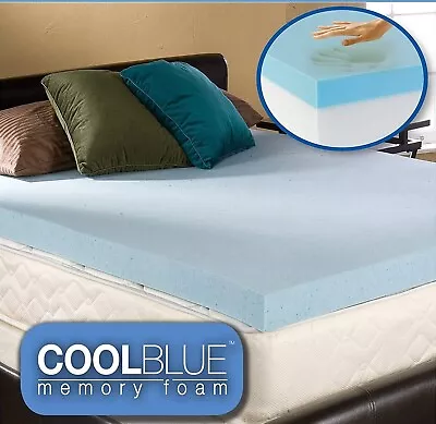 Cool Blue Memory Foam Mattress Topper + All Sizesdepths & Cover Options • £124.99