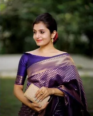 $89.71 • Buy Soft Silk Saree Blouse New Sari Indian Pakistani Wedding Bollywood Party Wear