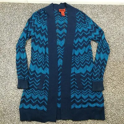 Missoni X Target Sweater Wool Zigzag Chevron Open Front Cardigan Blue Womens XL • $37.99