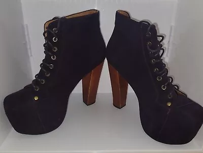 Jeffrey Campbell Havana Last Lita Platform Dark Purple Leather Women’s 8M Boots • $33