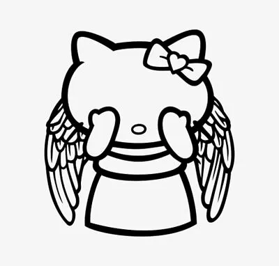 Vinyl Decal-  Wheeping Angel Hello Kitty  (Pick Size & Color) Car Sticker • $3.99