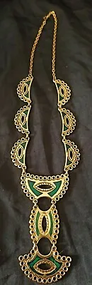 Vintage French Jewelry Necklace Gold Emerald Gripoix • $126.65