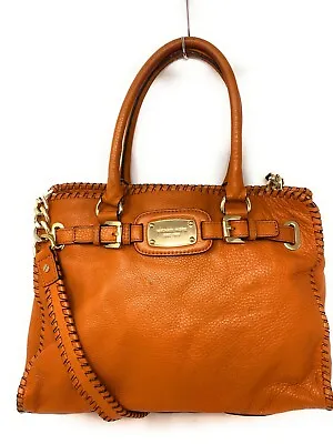 Michael Kors Tangerine Hamilton East West Satchel Laced Leather Gold Chain • $59