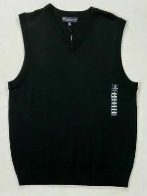 Hart Schaffner Marx Mens New $80 Pullover V-Neck Sweater Vest M Medium Black NWT • $32.50