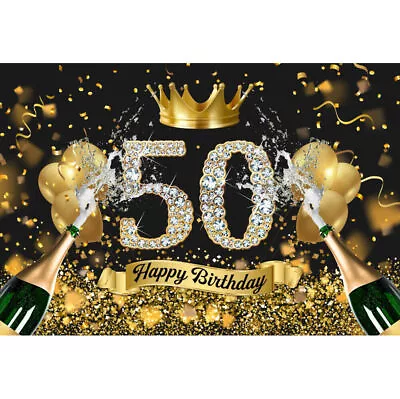 Happy 50th Birthday Backdrop Banner 50th Anniversary Photography Background • £34.79