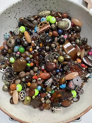 100g Bead Soup Assorted Beads Charms & Spacer Beads Seed Beads Steam Punk • £1