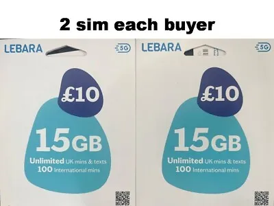 New LEBARA SIMCARD OFFICIAL NETWORK PAY AS YOU GO SIM For Samsung Iphone 5 6 S6 • £0.99