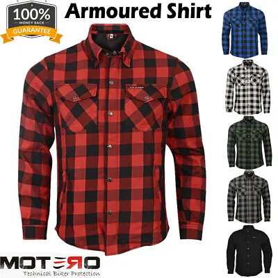 Mens MOTERO  Motorcycle Motorbike Shirt Jacket ARAMID Lined CE Armour Protection • $53.50