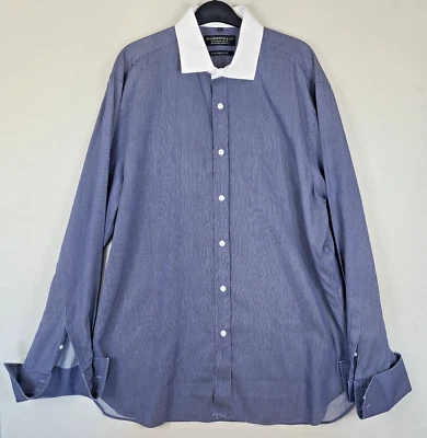 £9.95 • Buy Hammond & Co Striped Shirt Mens 17 Inch Tailored Fit Blue Stripe French Cuff