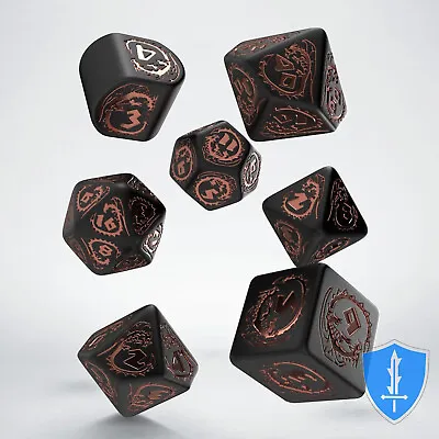 Q-Workshop Dragons Modern Dice Set (7) Black/Copper D&D RPG • $11.99