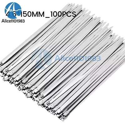 20~100PCS Metal Zip Ties 304 Stainless Steel Heavy Duty Self-Locking Cable Ties • $5.95