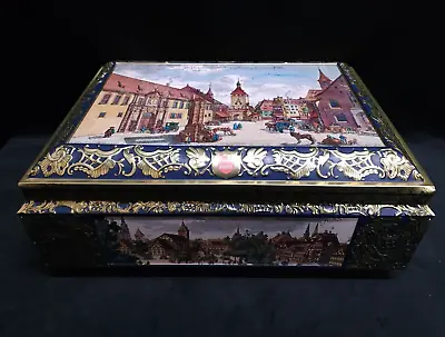 Large E Otto Schmidt Lebkuchen Nurnberg 1995 Germany Christmas Cookie Tin Box • $39.16