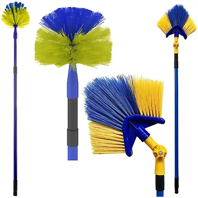 Cobweb Brush Long Reach Cleaning Cob Web Broom Extending Handle Domed Angled  • £7.99