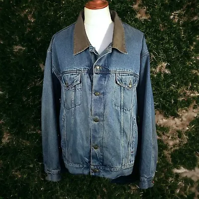 $60.26 • Buy Vintage Eagles Ridge Denim Jacket Mens 3XL Blue Corduroy Collar Trucker Blanket