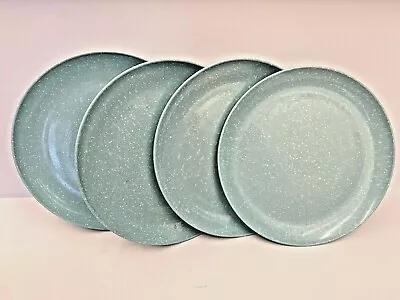 4 Vintage Joan Luntz Melmac  GAIETY  Turquoise W/White Speckles Plates Retro HTF • $24.99