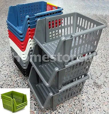 Stackable Storage Basket 3 Tier Platic Holder Rack Stand Fruit Vegetable Office • $10.04