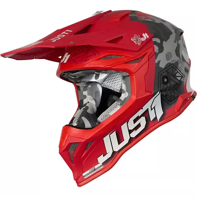 NEW JUST1 J39 Kinetic Matte Grey Camo/Red Motocross Dirt Bike Helmet • $159