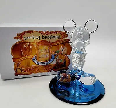 Disney Arribas Brothers Mickey Mouse Crystal Figurine Blue Base Large 5  In Box  • $149.95