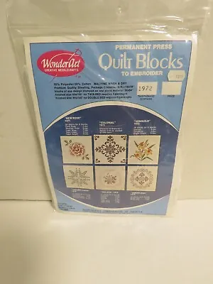 WonderArt 1972 Colonial Quilt Blocks 18  X 18  Stamped Cross Stitch  • $10