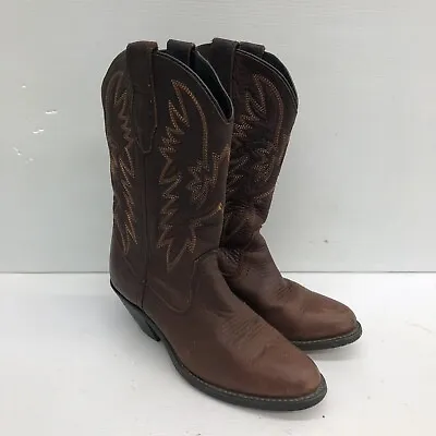 Masterson RB7467 Brown Embroidered Leather Pull On Cowboy Boots Women Size 6 • $35