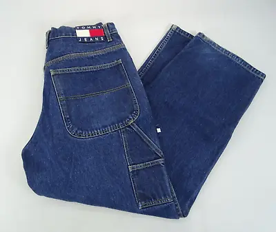 Tommy Hilfiger Carpenter Wide Leg Denim Jeans JNCO Style Skate Baggy Y2K 33x30 • $99.87