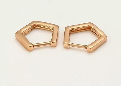 9K Light Rose Gold Filled Lady Men 11mm Plain Hoop Earring Birthday Gift W//554M • £4.49