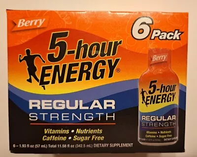 5-hour Energy Shot Regular Strength Berry Flavor 6 Pack Vitamins Caffeine • $14.99