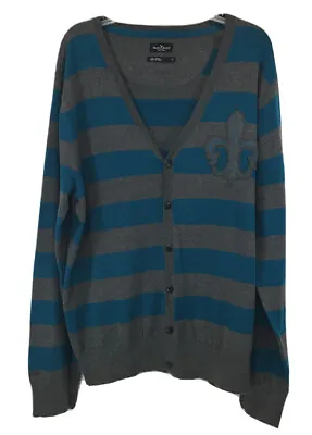 MARC ECKO CUT & SEW Cardigan Gray/Turquoise Sweater Mens Sz XL • $20.50