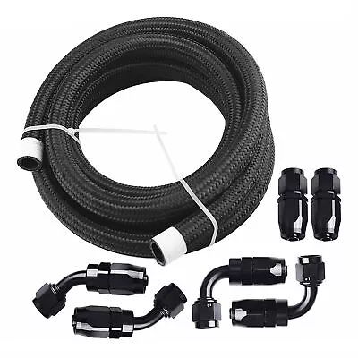 4AN/6AN/8AN/10AN/12AN Nylon Braided Fuel Line Oil/Gas/Fuel Hose End Fittings Kit • $10.99