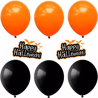 25 Pcs Happy Halloween Balloons 10  Air/Helium Orange & Black Balloon Party UK • $2.92