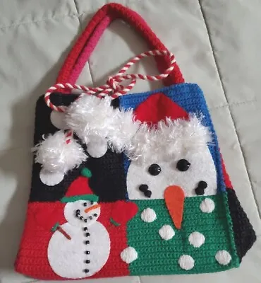 Michael Simon New York Vintage Knit Beaded Purse/Handbag SNOWMAN CHRISTMAS  • $42.99