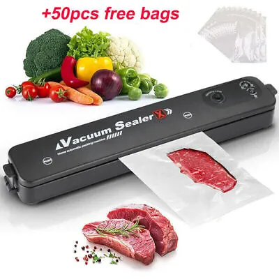 Vacuum Food Sealer Automatic Manual Sealer Dry Wet Pack Machine With 60 Bags • £13.99