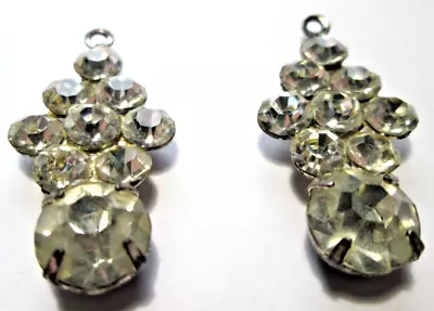 Vintage Cluster Rhinestone Earrings Silver Colored Prong & Glued Wire Closure • $2.75