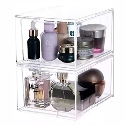 2 Pack Makeup Organizer For Vanity Stackable Acrylic Cosmetic Display Clear • $15.58