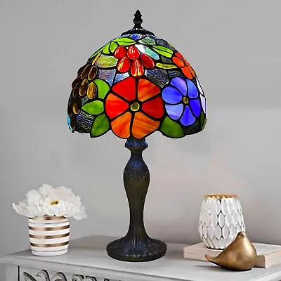 £65 • Buy Multicolour Antique Tiffany Lamp 10inch  Shade Stained Handmade Glass Flowers UK