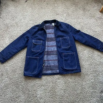 Vintage Wrangler 70s Blue Bell Blanket-Lined Denim Chore Jacket Coat Size 42. • $70