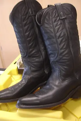 SANTA FE BOOT CO Boots Mens Black Leather Cowboy Western Boots 7.5D E56691-54779 • $69.99