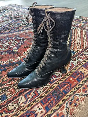 $75 • Buy Antique Vintage Edwardian Womens Boots Victorian Peters St Louis Pointed Toe