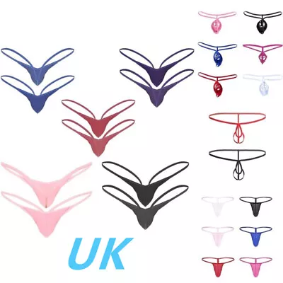 UK Men's Low Rise G-string Thongs Bugle Pouch Lingerie T-Back Briefs Underwear • £8.85