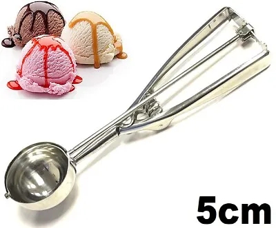 High Quality Ice Cream Scoop Stainless Steel Metal With Trigger Serve Handle • £6.99